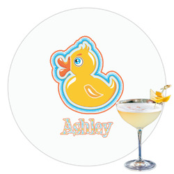 Rubber Duckies & Flowers Printed Drink Topper - 3.5" (Personalized)