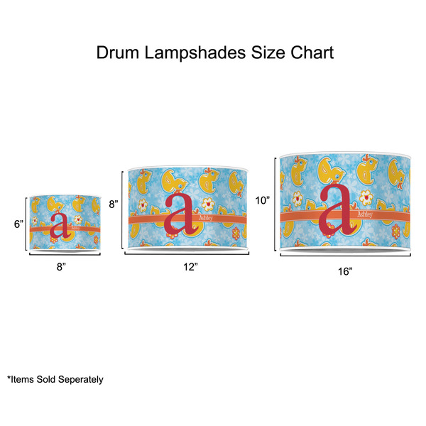Rubber Duckies & Flowers Drum Lampshades - Sizing Chart