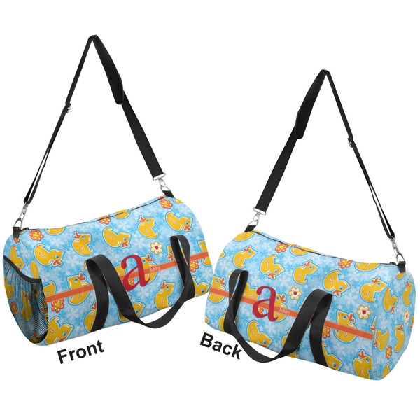 Rubber Duckies & Flowers Duffle bag large front and back sides
