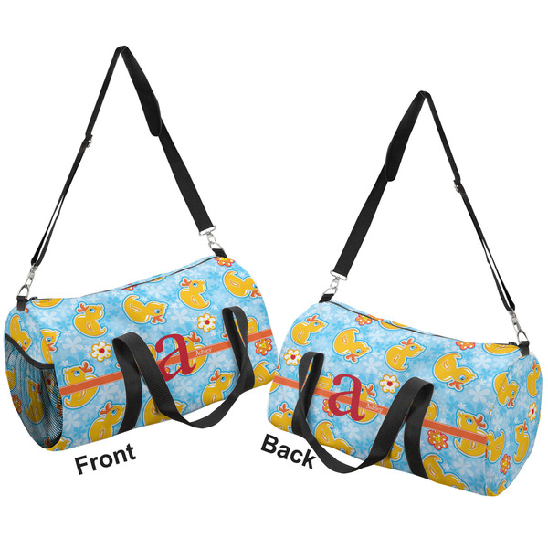 Rubber Duckies & Flowers Duffle bag small front and back sides