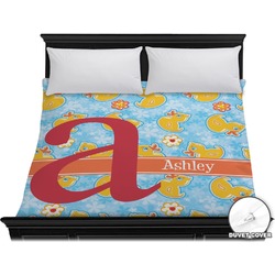 Rubber Duckies & Flowers Duvet Cover - King (Personalized)