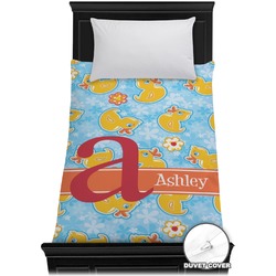 Rubber Duckies & Flowers Duvet Cover - Twin (Personalized)