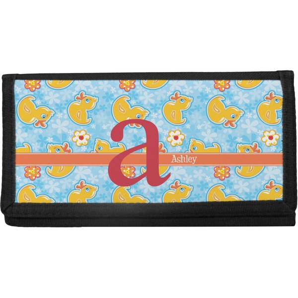 Custom Rubber Duckies & Flowers Canvas Checkbook Cover (Personalized)