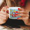 Rubber Duckies & Flowers Espresso Cup - 6oz (Double Shot) LIFESTYLE (Woman hands cropped)