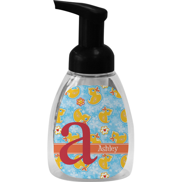 Custom Rubber Duckies & Flowers Foam Soap Bottle - Black (Personalized)