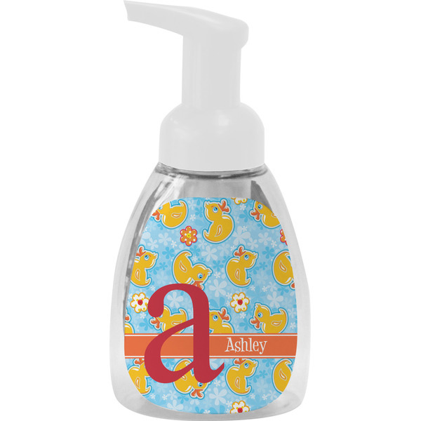 Custom Rubber Duckies & Flowers Foam Soap Bottle - White (Personalized)
