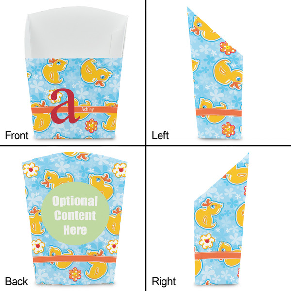 Rubber Duckies & Flowers French Fry Favor Box - Front & Back View
