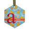 Rubber Duckies & Flowers Frosted Glass Ornament - Hexagon