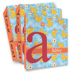 Rubber Duckies & Flowers 3 Ring Binder - Full Wrap (Personalized)