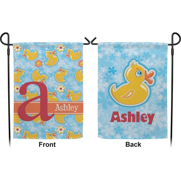 Rubber Duckies & Flowers Garden Flag - Double Sided Front and Back