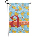 Rubber Duckies & Flowers Small Garden Flag - Double Sided w/ Name and Initial