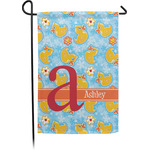 Rubber Duckies & Flowers Small Garden Flag - Single Sided w/ Name and Initial