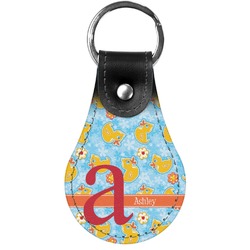 Rubber Duckies & Flowers Genuine Leather Keychain (Personalized)