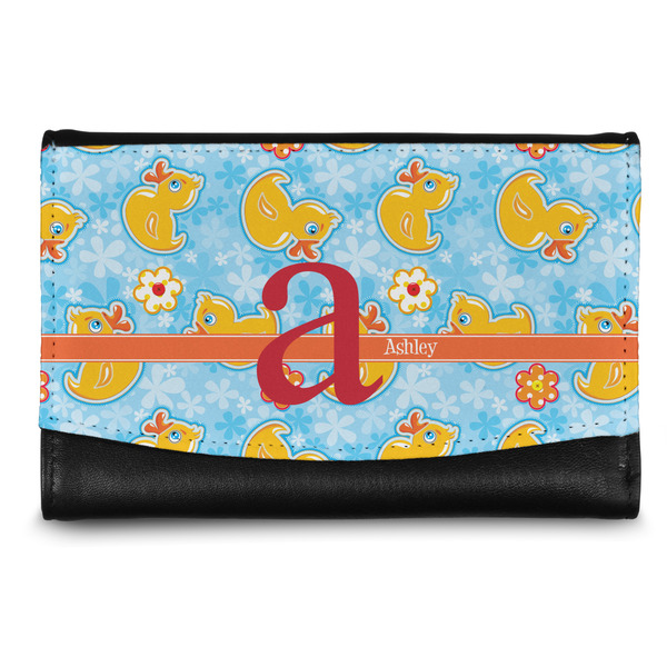 Custom Rubber Duckies & Flowers Genuine Leather Women's Wallet - Small (Personalized)