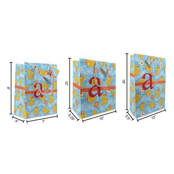 Rubber Duckies & Flowers Gift Bags - All Sizes - Dimensions