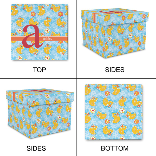 Rubber Duckies & Flowers Gift Boxes with Lid - Canvas Wrapped - Large - Approval
