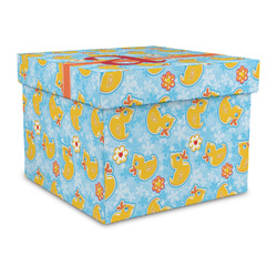 Rubber Duckies & Flowers Gift Box with Lid - Canvas Wrapped - Large (Personalized)