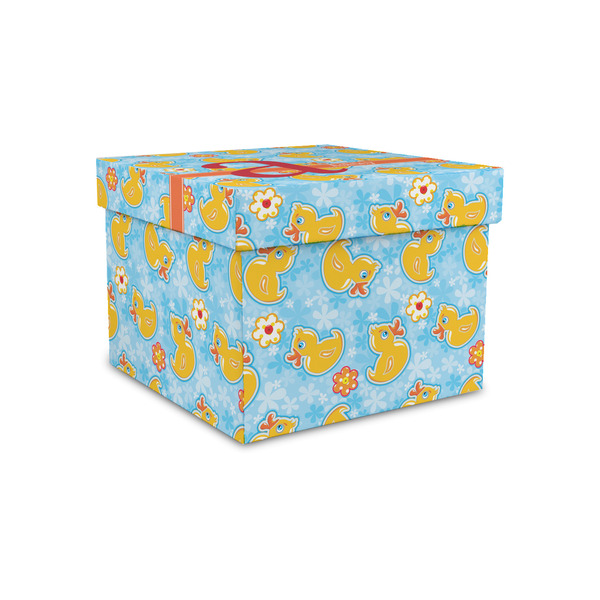 Custom Rubber Duckies & Flowers Gift Box with Lid - Canvas Wrapped - Small (Personalized)