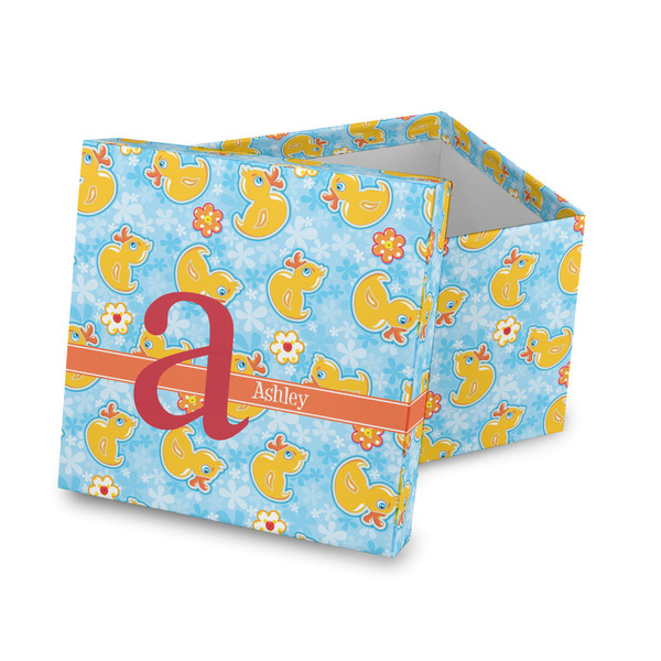 Custom Rubber Duckies & Flowers Gift Box with Lid - Canvas Wrapped (Personalized)