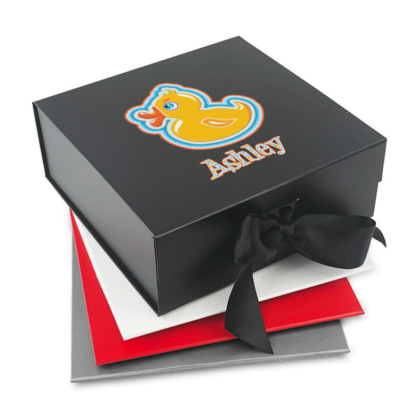 Custom Rubber Duckies & Flowers Gift Box with Magnetic Lid (Personalized)