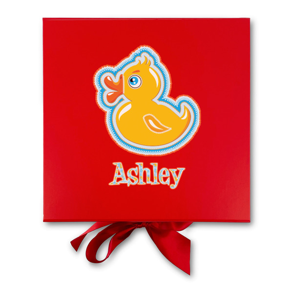 Rubber Duckies & Flowers Gift Boxes with Magnetic Lid - Red - Approval