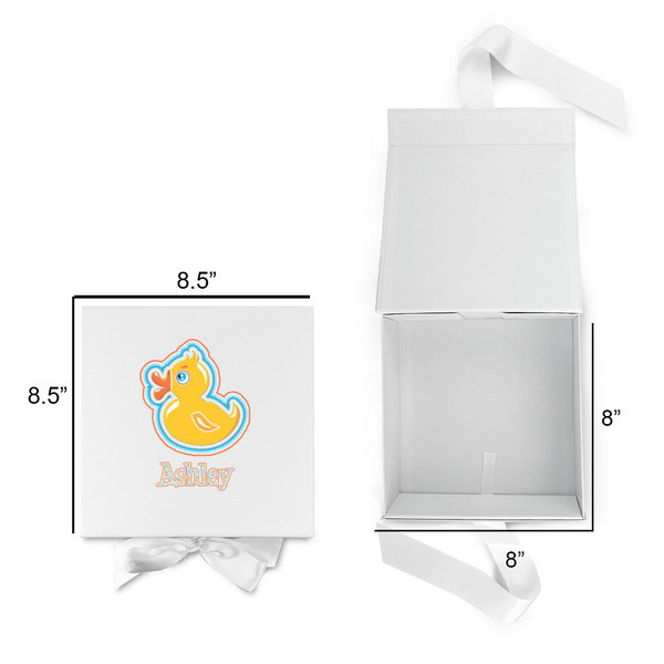 Rubber Duckies & Flowers Gift Boxes with Magnetic Lid - White - Open & Closed