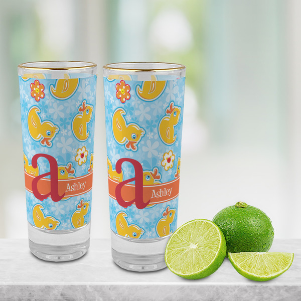 Rubber Duckies & Flowers Glass Shot Glass - 2 oz - LIFESTYLE