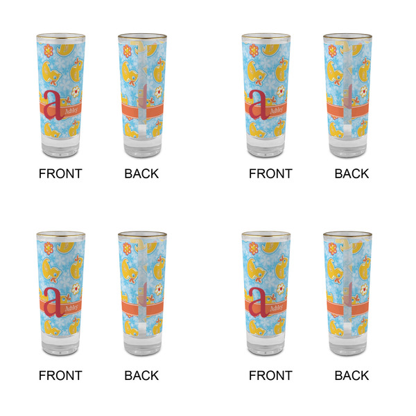 Rubber Duckies & Flowers Glass Shot Glass - 2 oz - Set of 4 - APPROVAL