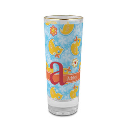 Rubber Duckies & Flowers 2 oz Shot Glass -  Glass with Gold Rim - Set of 4 (Personalized)