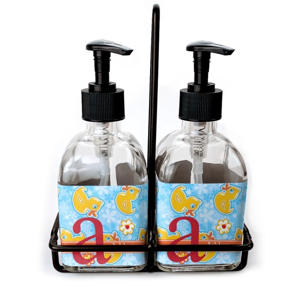 Custom Rubber Duckies & Flowers Glass Soap & Lotion Bottles (Personalized)