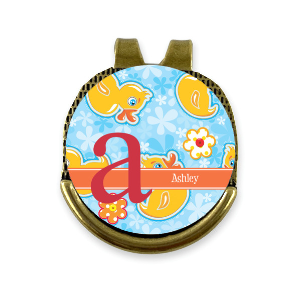 Custom Rubber Duckies & Flowers Golf Ball Marker - Hat Clip - Gold