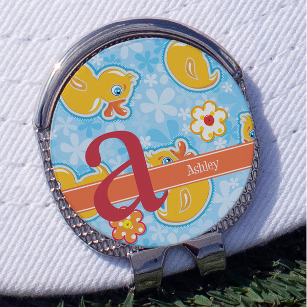Custom Rubber Duckies & Flowers Golf Ball Marker - Hat Clip