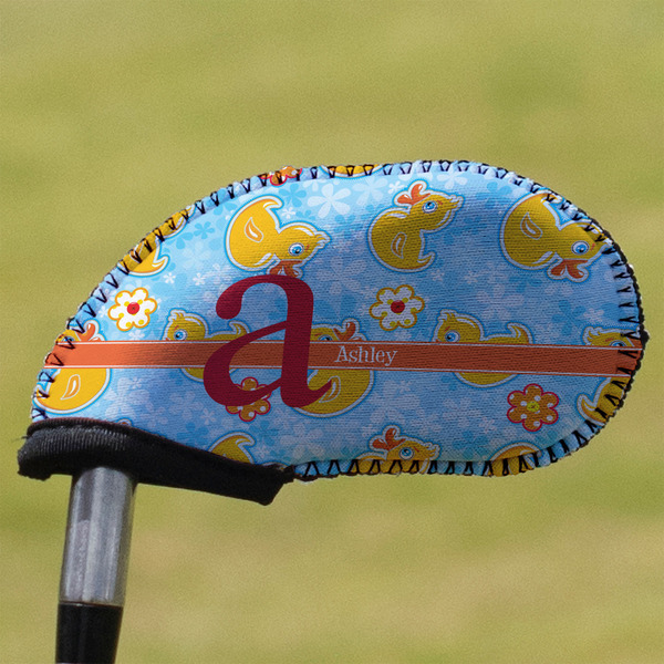 Custom Rubber Duckies & Flowers Golf Club Iron Cover - Single (Personalized)