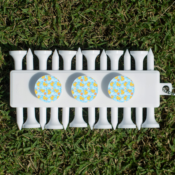 Rubber Duckies & Flowers Golf Tees & Ball Markers Set - Back