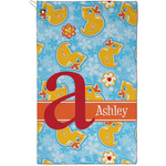 Rubber Duckies & Flowers Golf Towel - Poly-Cotton Blend - Small w/ Name and Initial