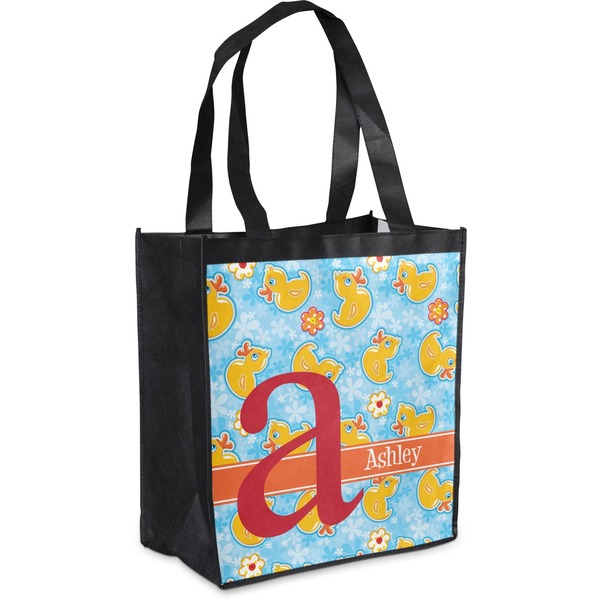 Custom Rubber Duckies & Flowers Grocery Bag (Personalized)