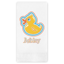 Rubber Duckies & Flowers Guest Napkins - Full Color - Embossed Edge (Personalized)