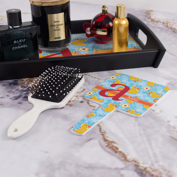Rubber Duckies & Flowers Hand Mirror - With Hair Brush