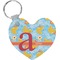 Rubber Duckies & Flowers Heart Plastic Keychain w/ Name and Initial