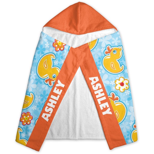 Rubber Duckies & Flowers Hooded Towel - Folded