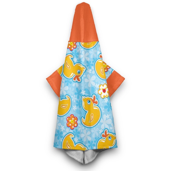 Rubber Duckies & Flowers Hooded Towel - Hanging