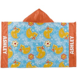 Rubber Duckies & Flowers Kids Hooded Towel (Personalized)