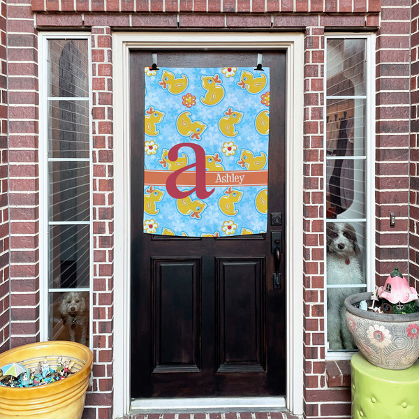 Rubber Duckies & Flowers House Flags - Double Sided - (Over the door) LIFESTYLE