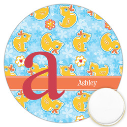 Rubber Duckies & Flowers Printed Cookie Topper - 3.25" (Personalized)