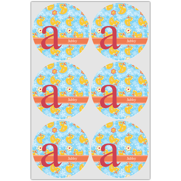 Rubber Duckies & Flowers Icing Circle - Large - Set of 6