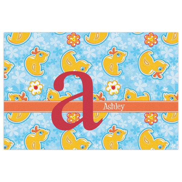 Rubber Duckies & Flowers Indoor / Outdoor Rug - 4'x6' - Front Flat