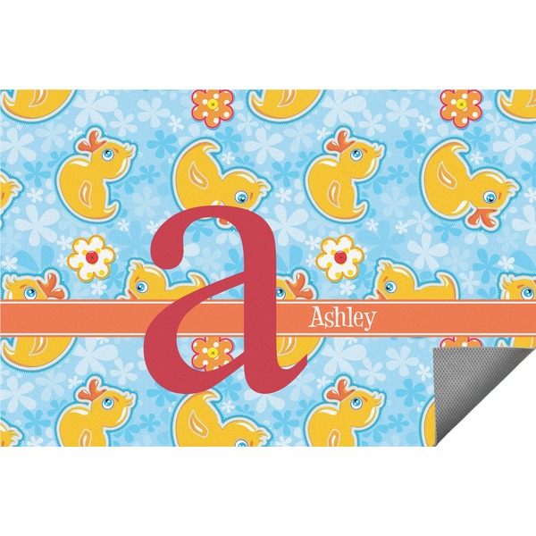 Custom Rubber Duckies & Flowers Indoor / Outdoor Rug - 3'x5' (Personalized)