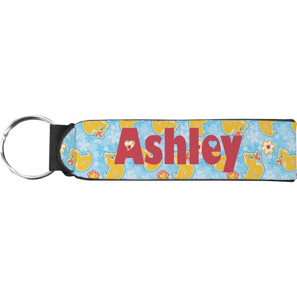 Custom Rubber Duckies & Flowers Neoprene Keychain Fob (Personalized)