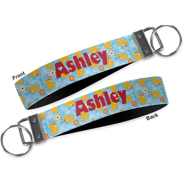 Rubber Duckies & Flowers Key-chain - Metal and Nylon - Front and Back
