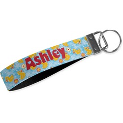 Rubber Duckies & Flowers Webbing Keychain Fob - Small (Personalized)